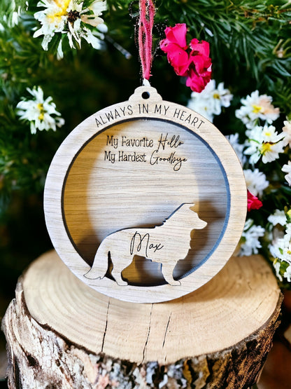 personalised pet hair memorial keepsake, pet hair bauble, pet loss, dog loss, cat loss, rabbit loss, wooden memorial