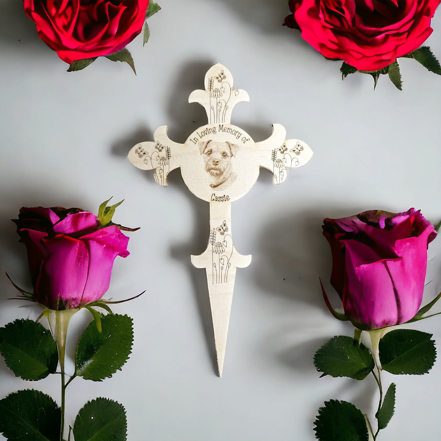 Pet memorial grave markers, Rabbit, dog, hamster, pet loss, in loving memory, personalised grave marker, bespoke, wooden Cross.