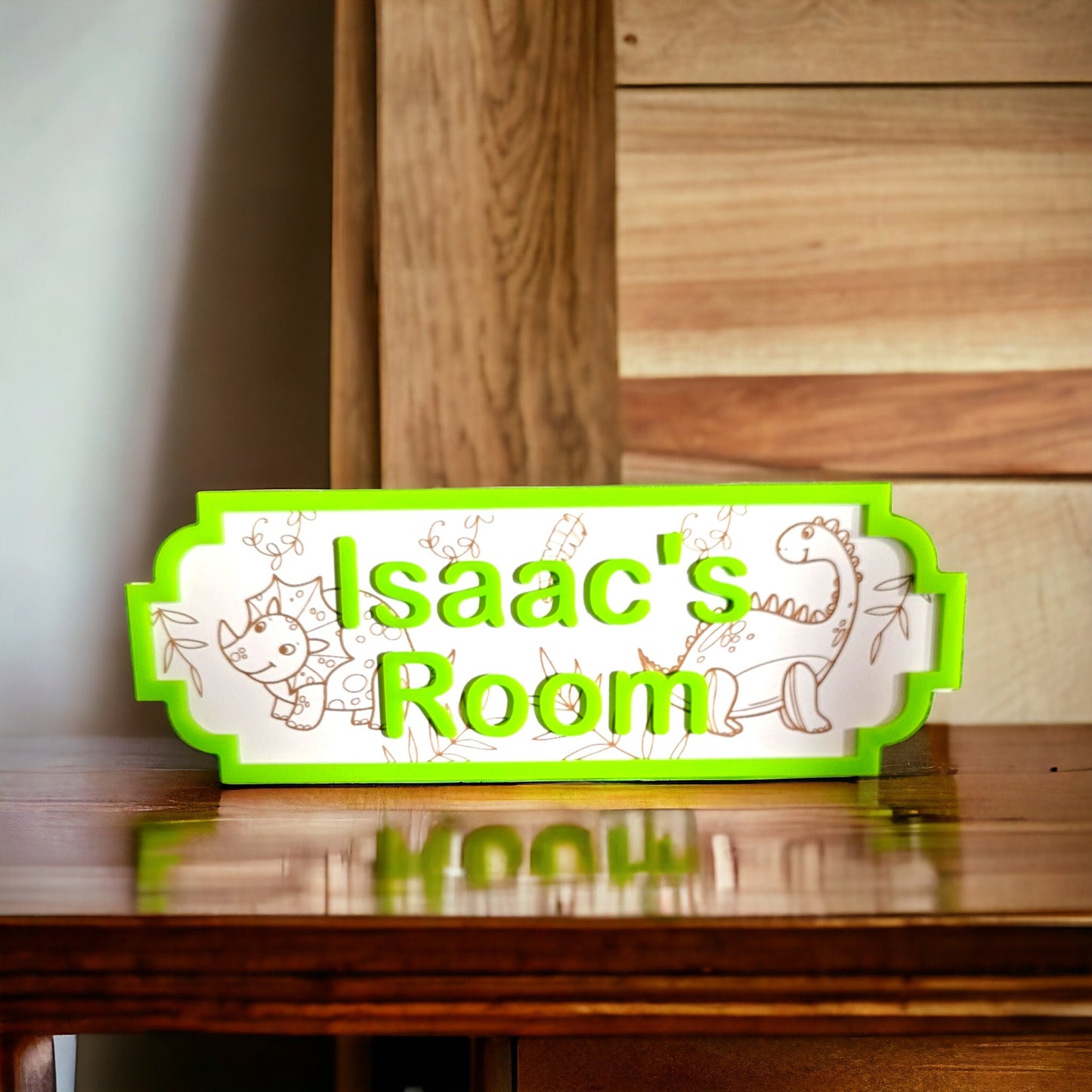 personalised dinosaur street sign, bedroom door sign, personalised sign, children's bedroom, nursery decor, dinosaur fan, children's room