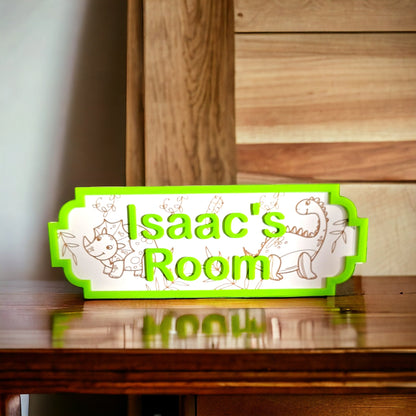 personalised dinosaur street sign, bedroom door sign, personalised sign, children's bedroom, nursery decor, dinosaur fan, children's room