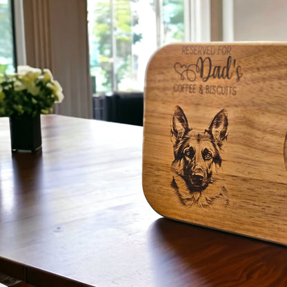 dad's tea or coffee Biscuits board, German shepherd lover, gift to dad, gifts for fathers day, personalised tray, bespoke, beer tray
