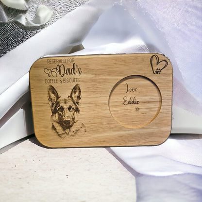 dad's tea or coffee Biscuits board, German shepherd lover, gift to dad, gifts for fathers day, personalised tray, bespoke, beer tray