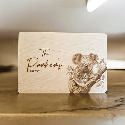Personalised Animal placemat, wooden engraved placements, wedding gift, Christmas gift, maple placements, rustic, placemat and coaster set