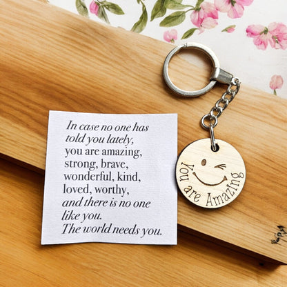 you are amazing keyring, inspiring quote, you are strong, positive thinking keychain, gift for her, gift for him, inspirational,