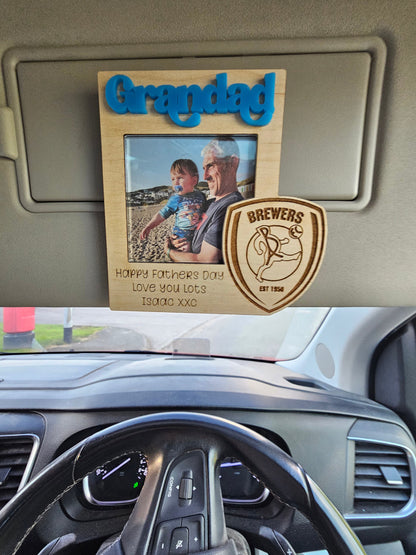 Daddy/dad/grandad magnetic photo frame/sun visor frame,   personalised magnetic frame, football theme, father's day gift, gift for grandad