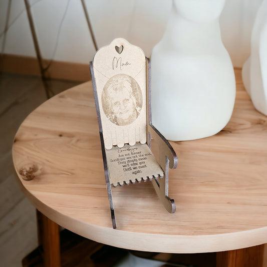 Engraved  memorial rocking chair, memorial, loved on in heaven, personalised rocking chair, photo memorial gift,