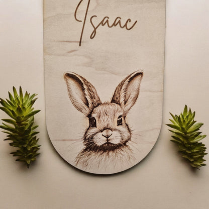 set of 5 woodland animal personalised baby wardrobe dividers, baby gift, rustic, maple, engraved, animals, nursery wardrobe dividers.