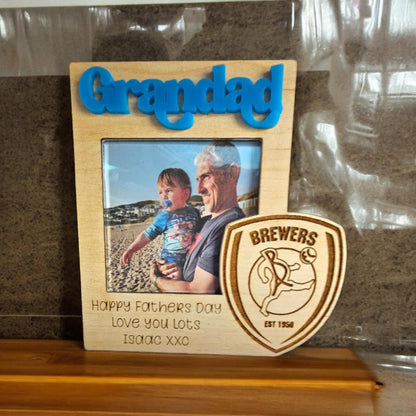 Daddy/dad/grandad magnetic photo frame/sun visor frame,   personalised magnetic frame, football theme, father's day gift, gift for grandad
