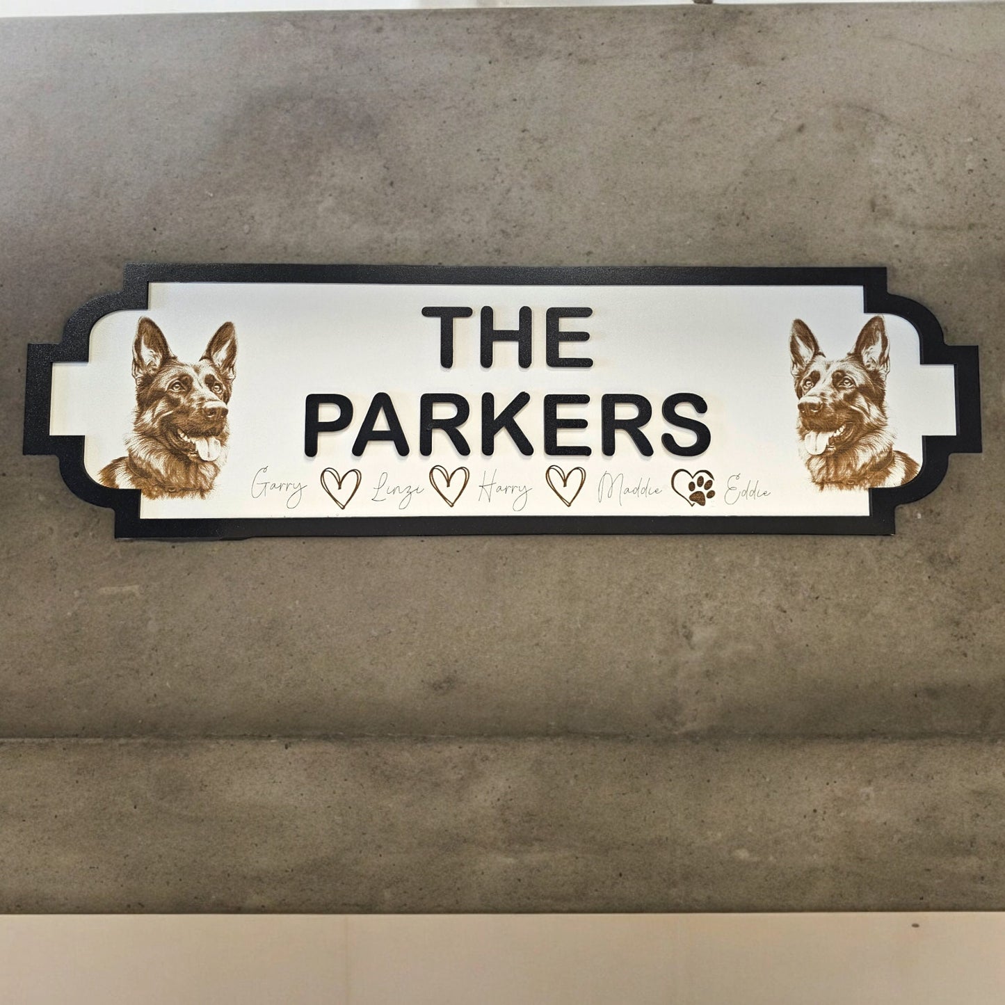 personalised dog breed street sign, family name steet sign, dog breed, 3d sign, road sign, gift for couples, anniversary, new home gift