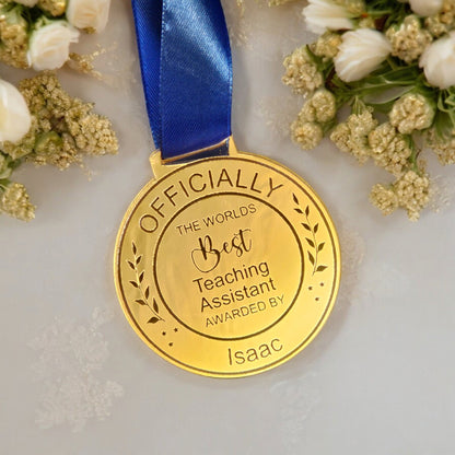 Personalised Teacher medal, Teaching assistant medal, personalised medal, gift bag, best teacher, end of year gift, leavers gifts