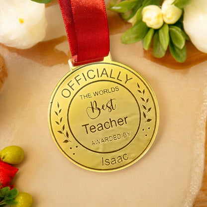 Personalised Teacher medal, Teaching assistant medal, personalised medal, gift bag, best teacher, end of year gift, leavers gifts