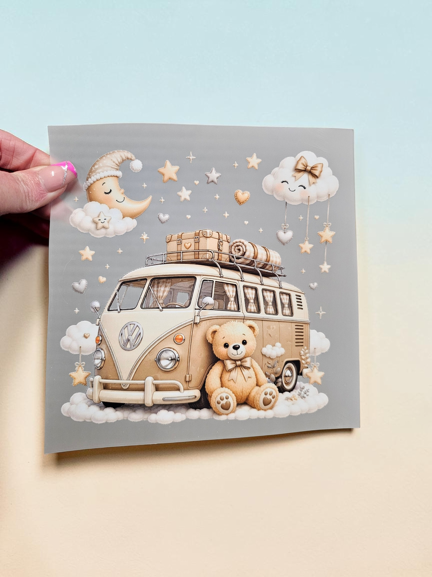 Pink glitter effect Leavers 2026 DTF print