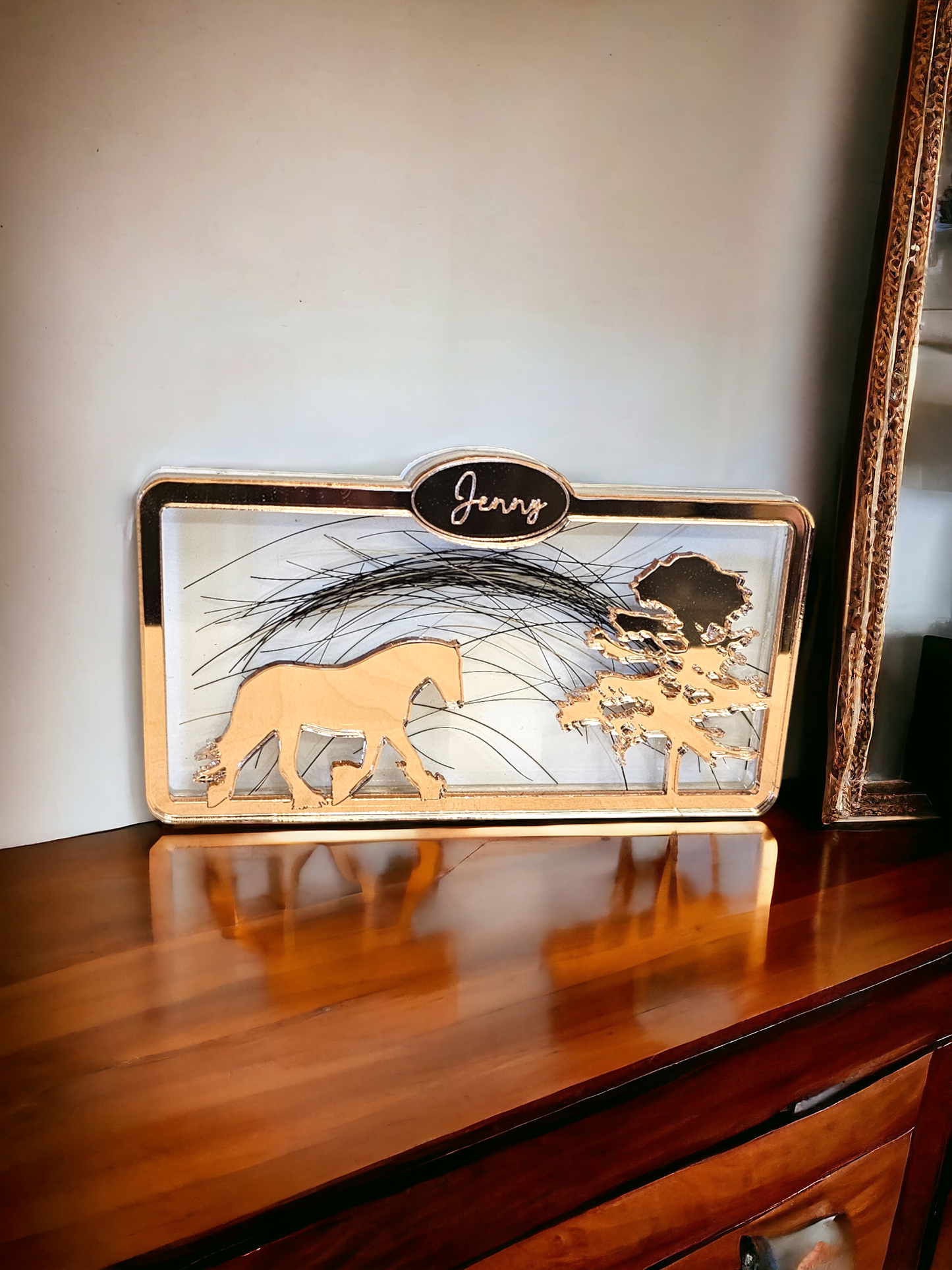 Horse hair plaque, your horses hair encapsulated, horse loss keepsake.