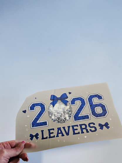 Pink glitter effect Leavers 2026 DTF print