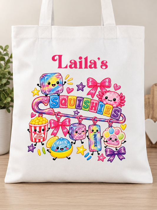 Personalised Squishies Tote Bag – Custom Name Kids Bag
