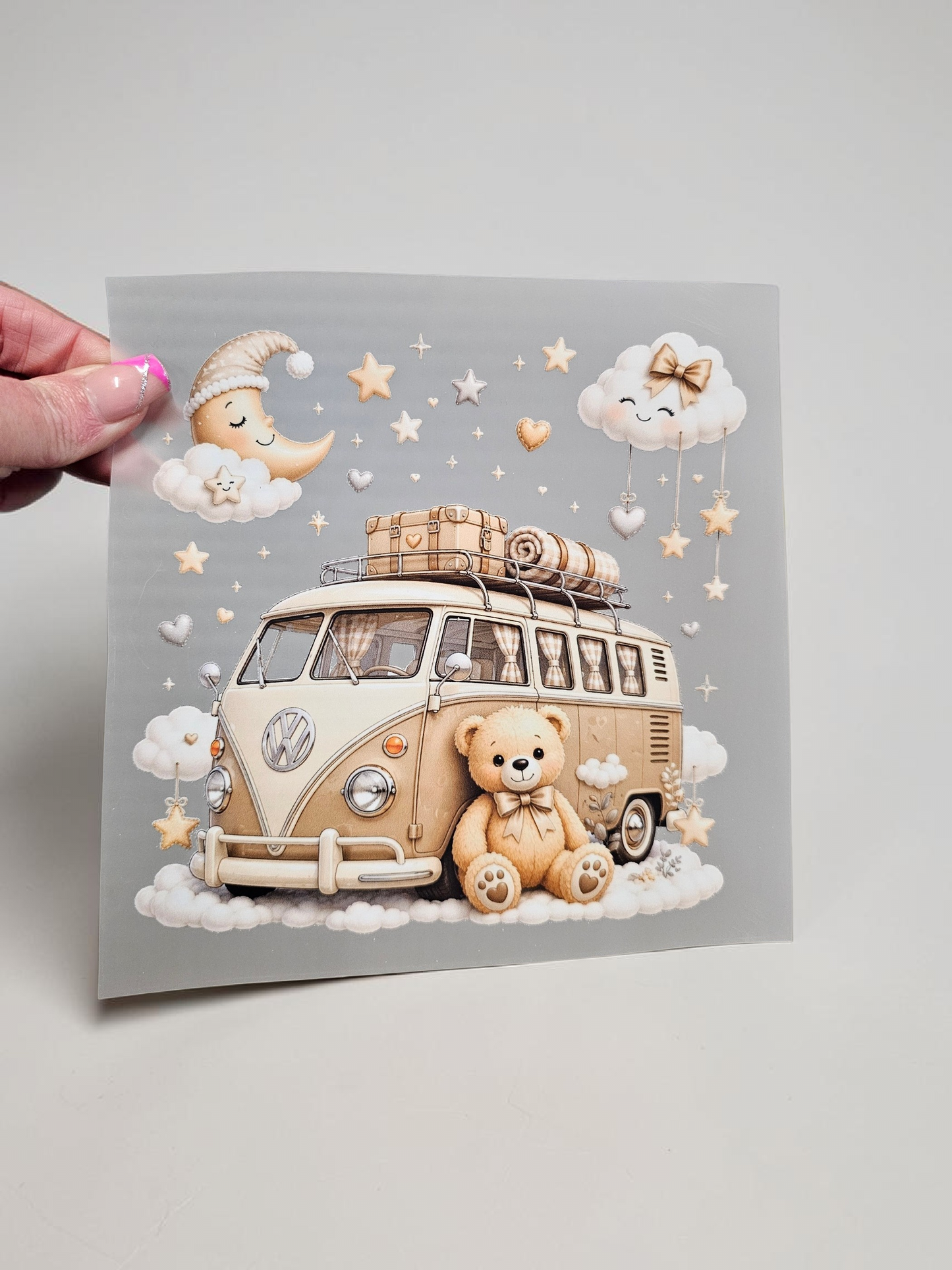 Pink glitter effect Leavers 2026 DTF print