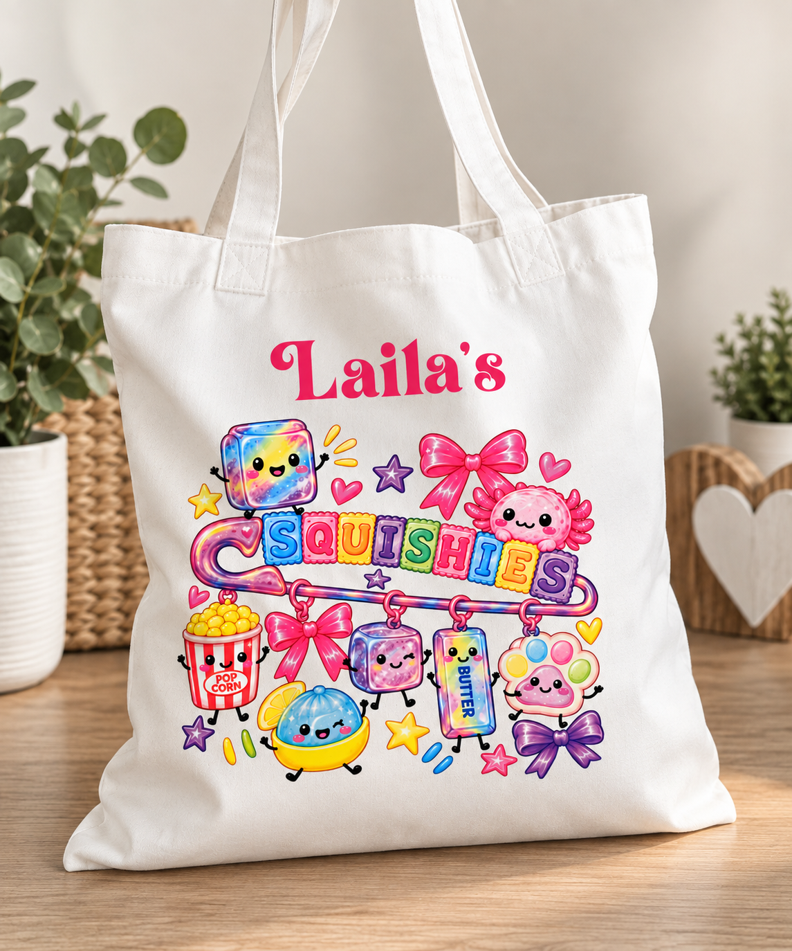 Personalised Squishies Tote Bag – Custom Name Kids Bag