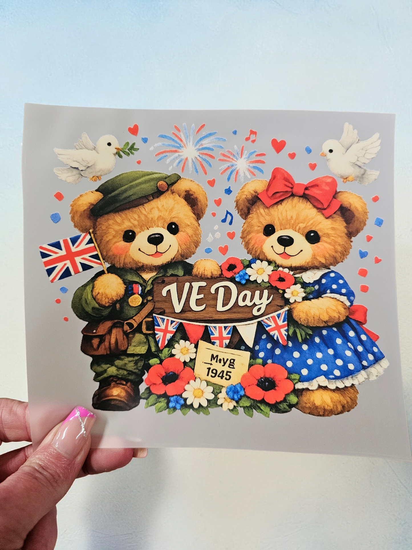Pink glitter effect Leavers 2026 DTF print