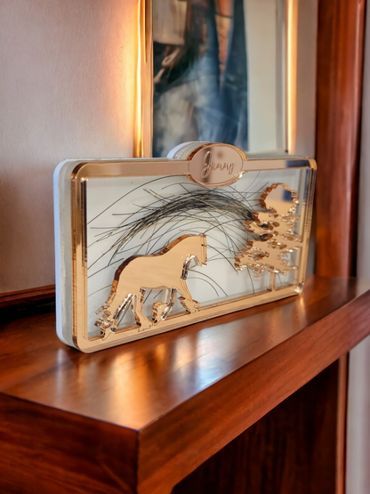 Horse hair plaque, your horses hair encapsulated, horse loss keepsake.