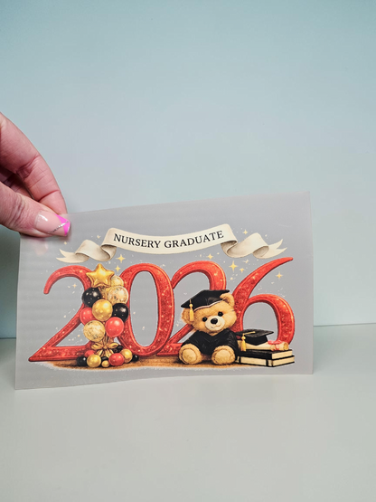 Nursery graduate bear 2026 dtf transfer, Nursery leavers