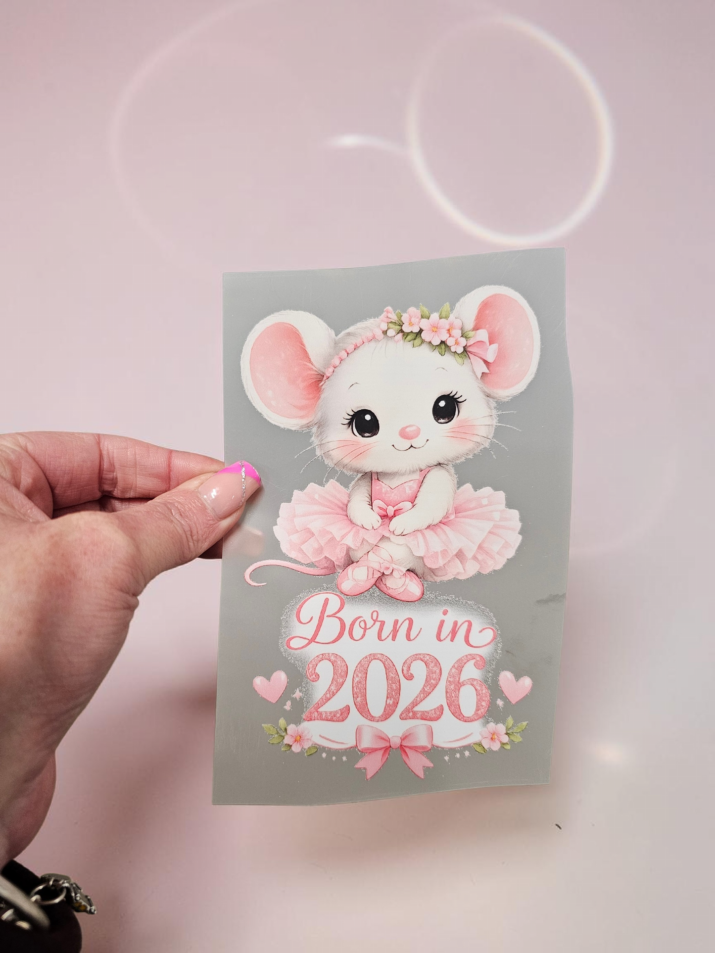 Born in 2026 pink ballerina mouse dtf