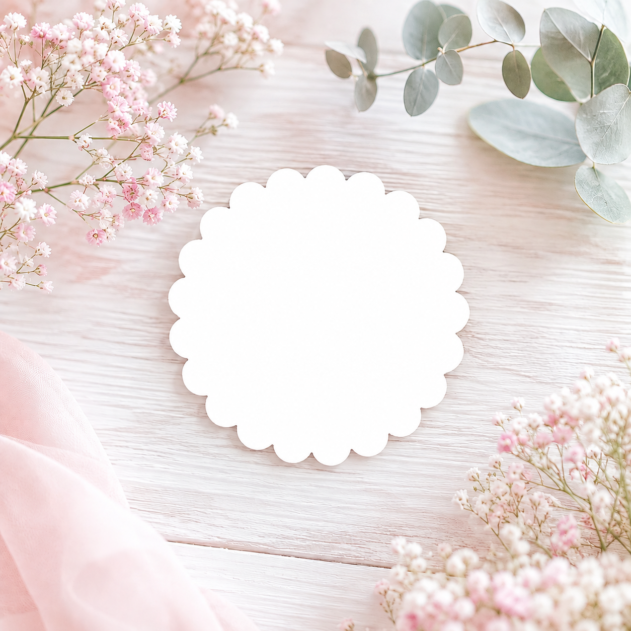 Scalloped circle acrylic blank 4.5cm pack of 10