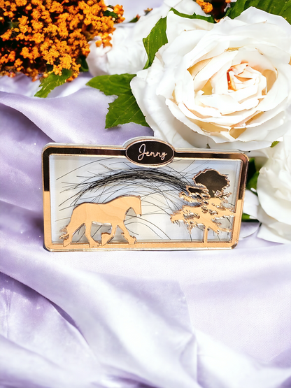 Horse hair plaque, your horses hair encapsulated, horse loss keepsake.