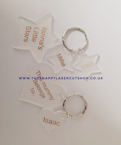 Arcylic blank heart keyring sets