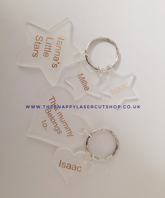 Arcylic blank heart keyring sets