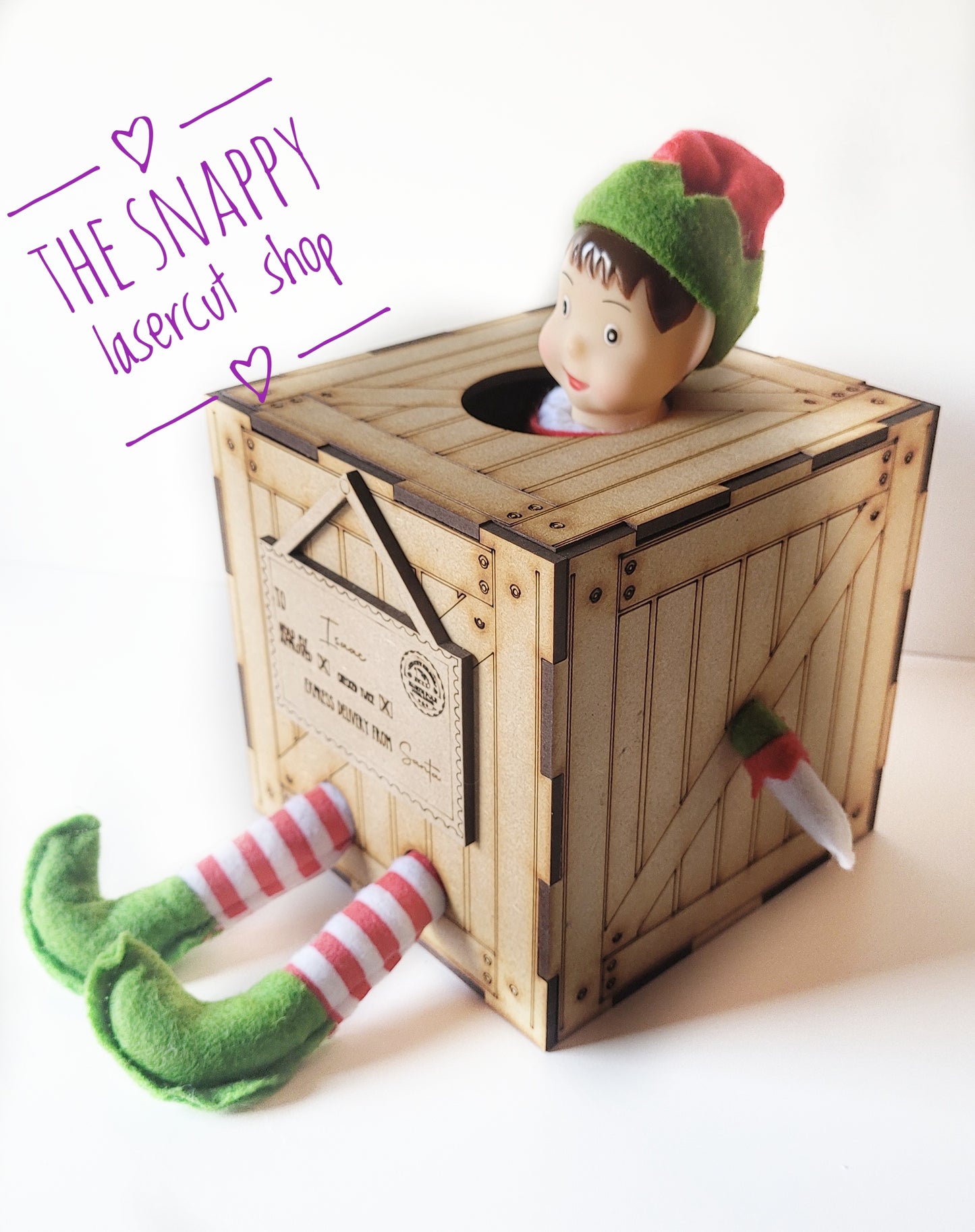 Personalised elf arrival crate