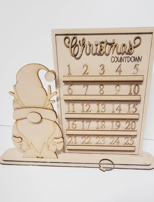 Gnome Christmas countdown advent blank