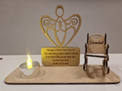 In Heaven memorial chair with angel