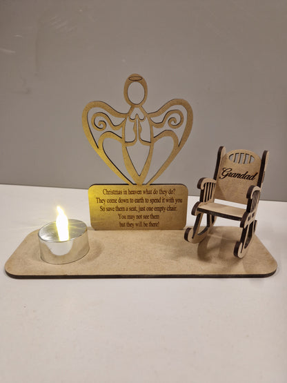 In Heaven memorial chair with angel