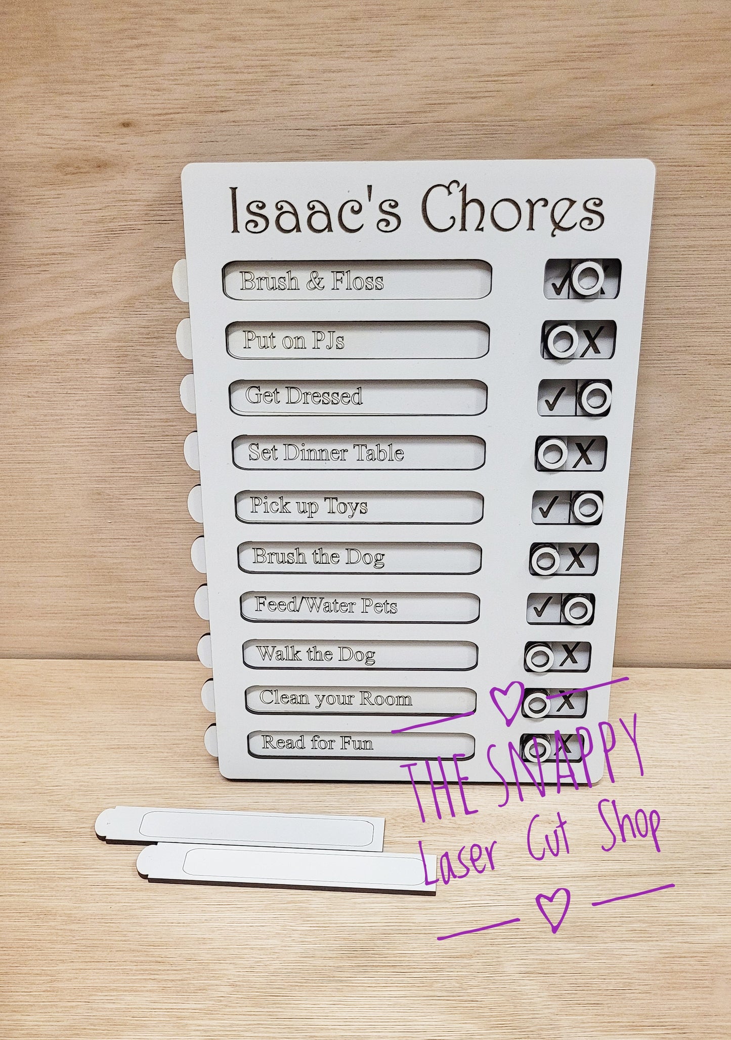 Chore Chart with Removable Chores and Sliding Markers