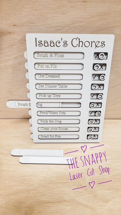 Chore Chart with Removable Chores and Sliding Markers