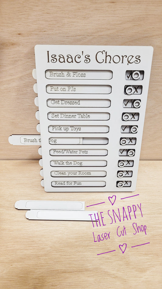 Chore Chart with Removable Chores and Sliding Markers