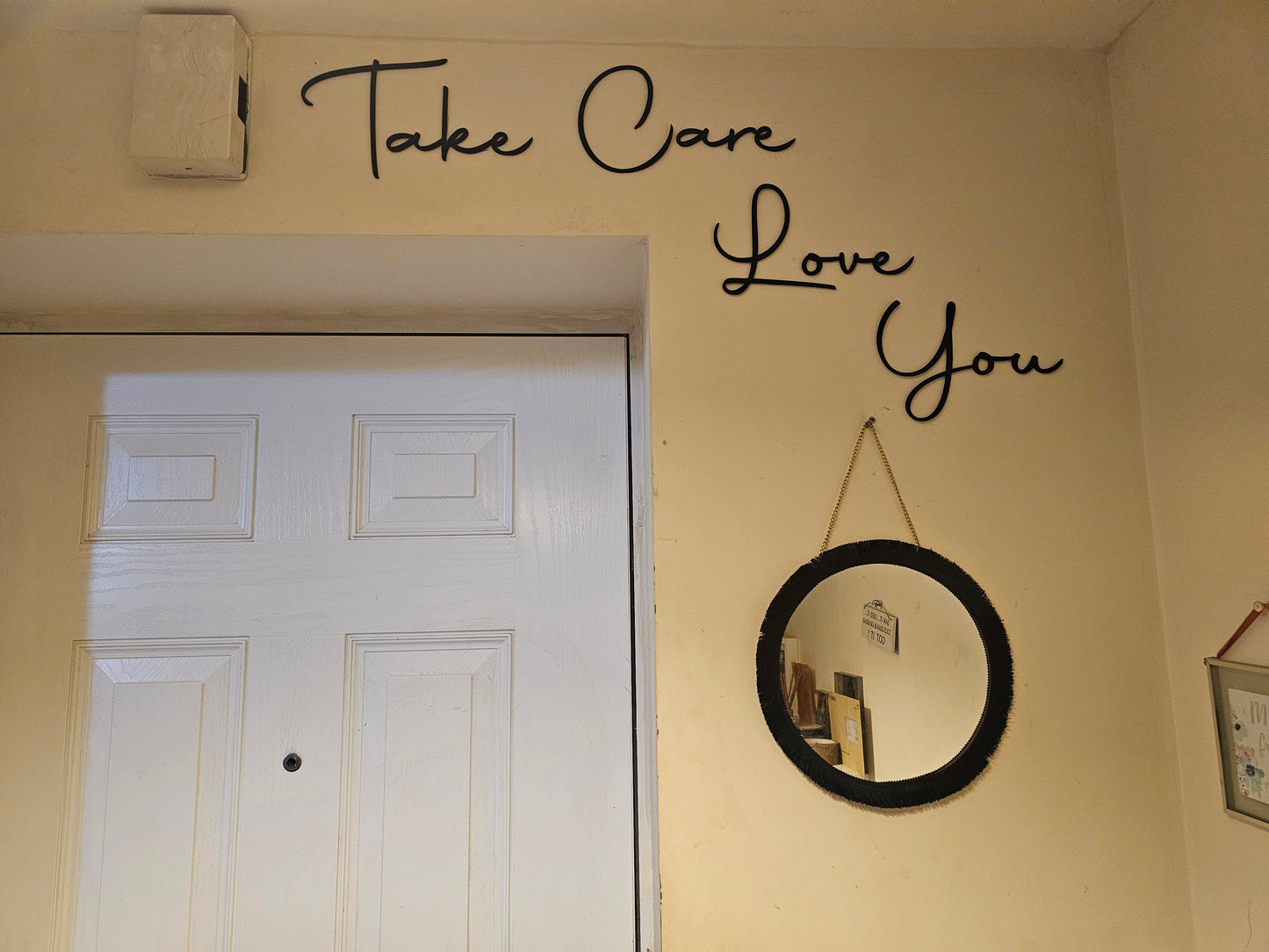 Take Care Love You over door sign