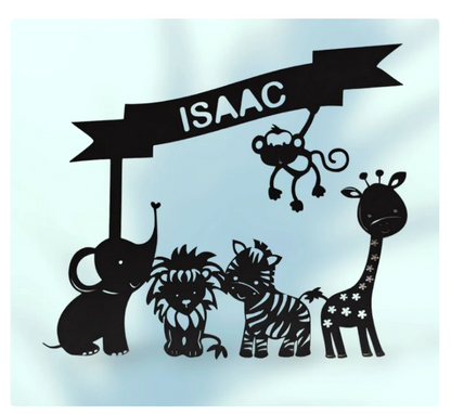 Personalised safari animal Wall décor, nursery décor, safaris nursery theme, Personalised gift, baby gift