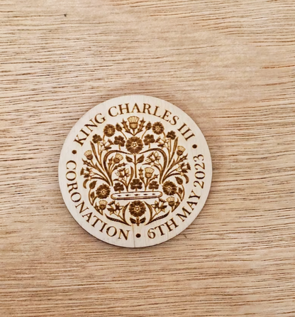 Coronation Medal for King Charles III, Keepsake Royal Medal Commemorative Wooden Engraved medallion May 2023