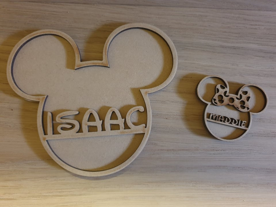 cartoon mouse inspired name plaques, male & female