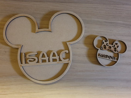 cartoon mouse inspired name plaques, male & female