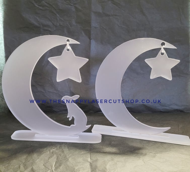 Acrylic Crescent Moon and Star Blank free standing, cast acrylic sublimation blanks, 15cm Tall