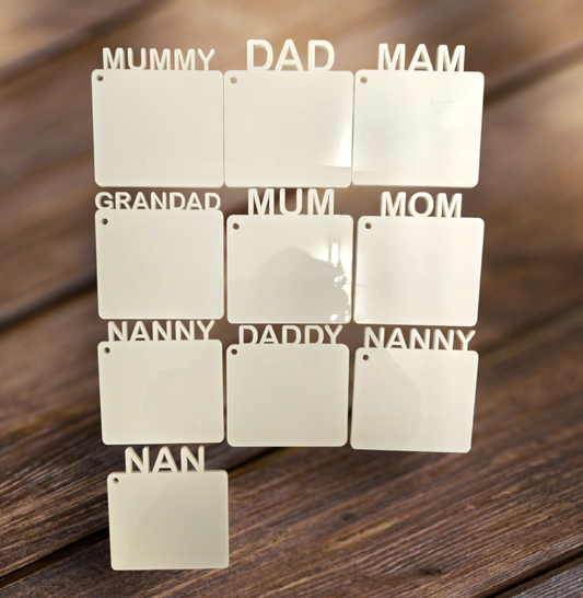 Dad, Daddy, Grandad acrylic keyring blanks PK 5