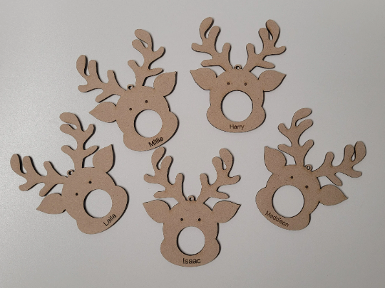Lindt, Ferrero Rocher reindeer Christmas tree decoration, personalised, mdf, oak veneer
