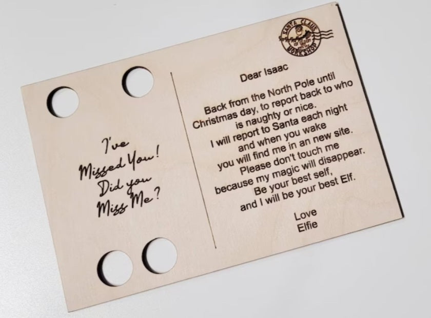 Naughty elf arrival postcard, personalised elf arrival, Christmas elf arrival