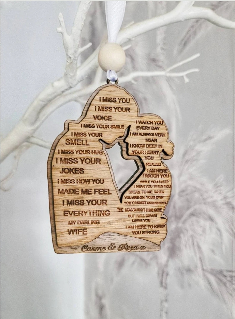 I miss you, Husband or Wife Personalised with names, Husband Memorial or Wife Memorial,  in loving memory personalised