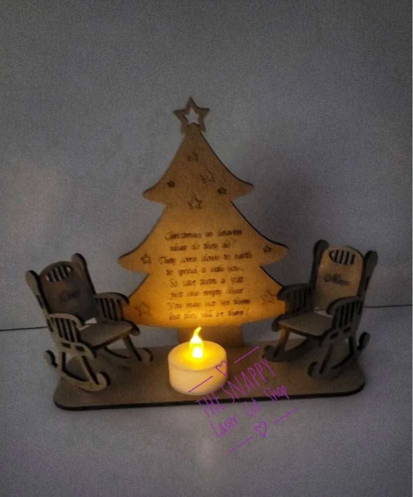 Christmas in heaven Personalised Christmas tree tealight holder,
