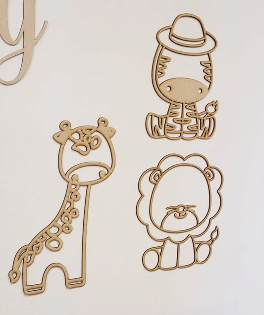 Set of 3 safari animal Wall hangings