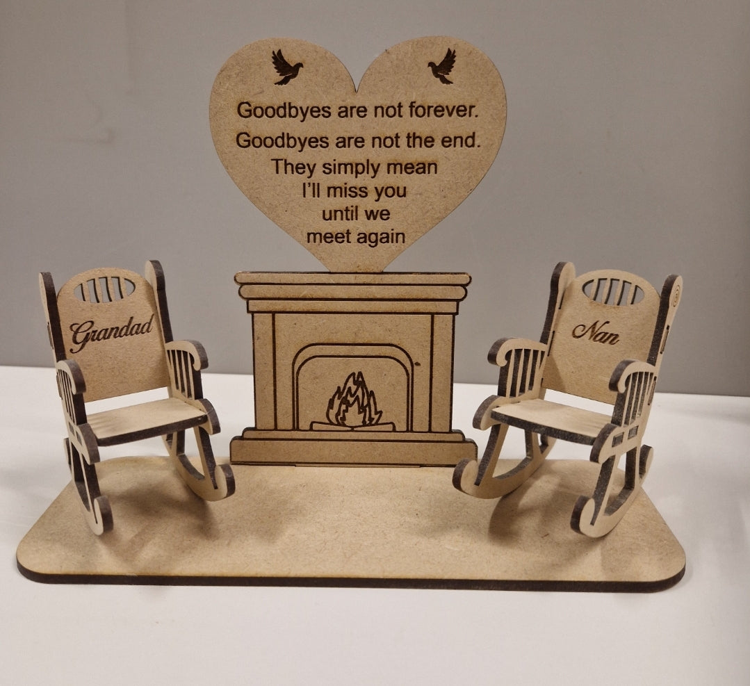 Memorial fireplace and rocking chairs  peronalised