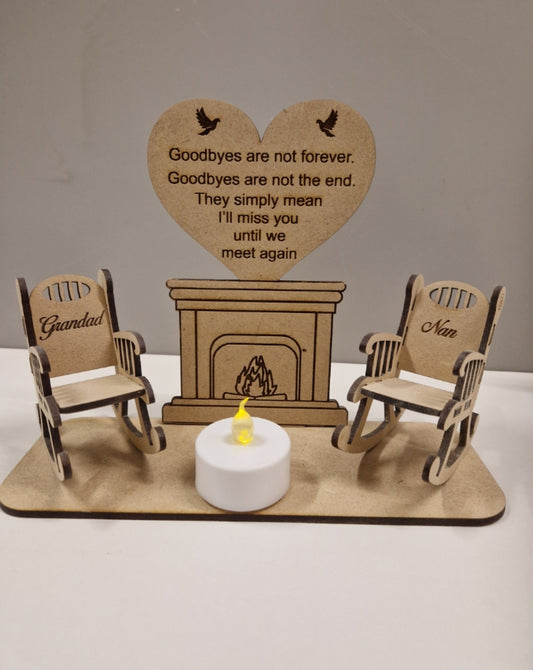 Memorial fireplace and rocking chairs  peronalised